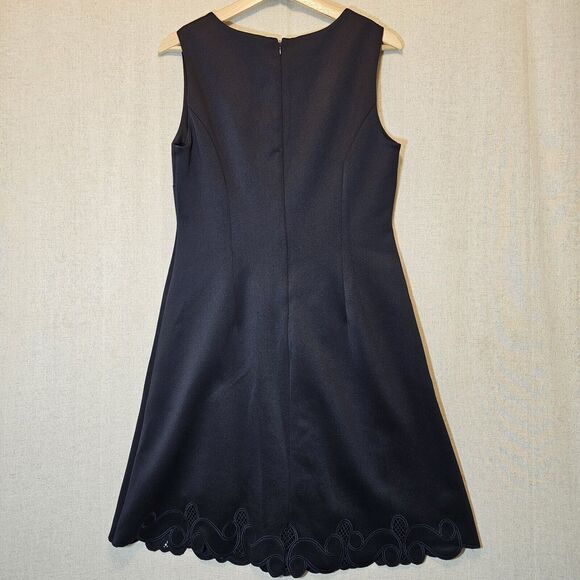 Tahari Bodycon Sheath Dress Size 10 Black Sleeveless Lace Cutouts Zippered Lined - Picture 7 of 10